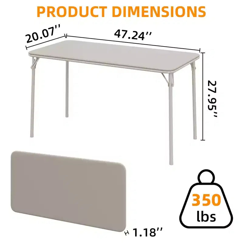 Table pliante de 47", table de cartes portable robuste avec plateau en cuir PU et pieds en métal, aucun assemblage requis, utilisation intérieure et extérieure