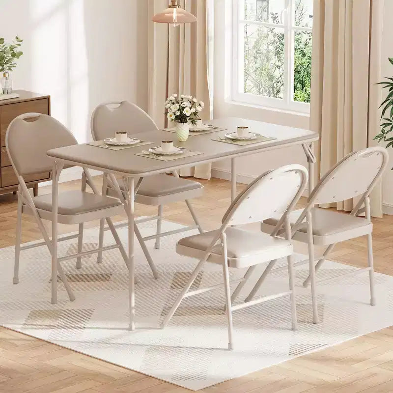 Table pliante de 47", table de cartes portable robuste avec plateau en cuir PU et pieds en métal, aucun assemblage requis, utilisation intérieure et extérieure