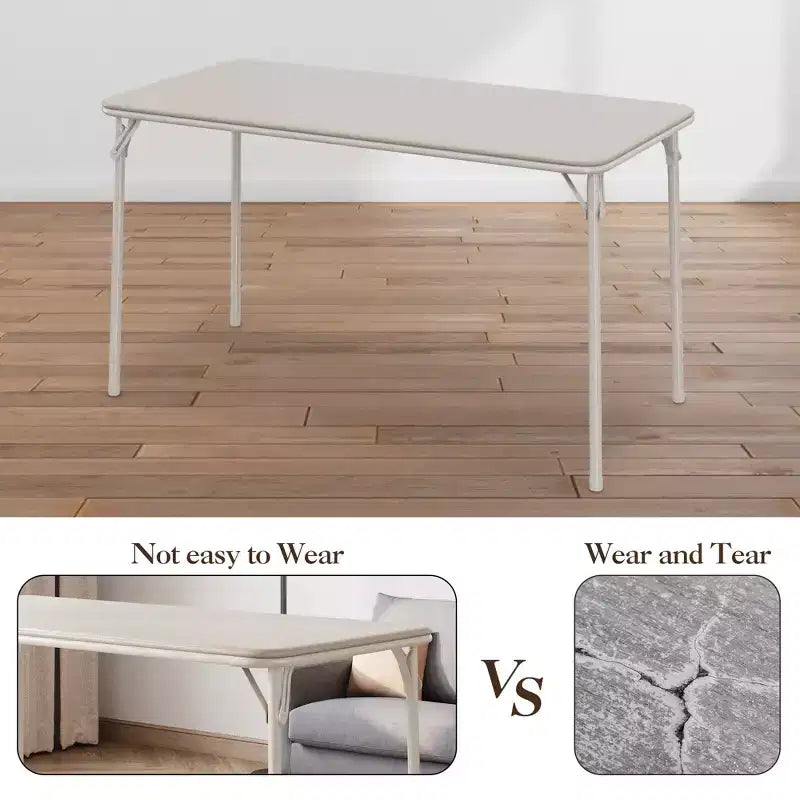 Table pliante de 47", table de cartes portable robuste avec plateau en cuir PU et pieds en métal, aucun assemblage requis, utilisation intérieure et extérieure