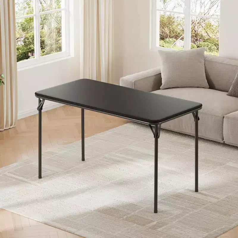 Table pliante de 47", table de cartes portable robuste avec plateau en cuir PU et pieds en métal, aucun assemblage requis, utilisation intérieure et extérieure