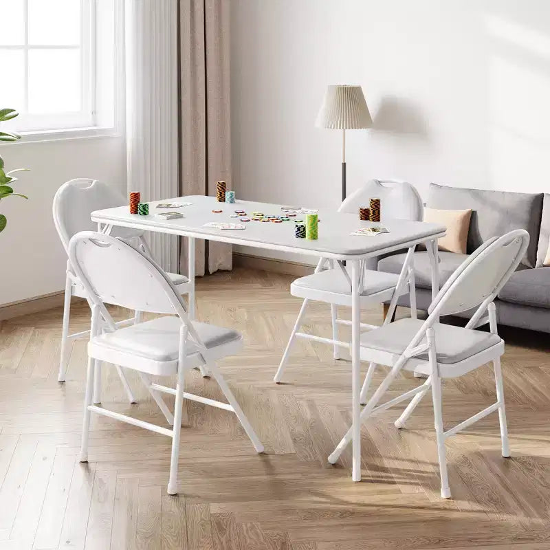 Table pliante de 47", table de cartes portable robuste avec plateau en cuir PU et pieds en métal, aucun assemblage requis, utilisation intérieure et extérieure