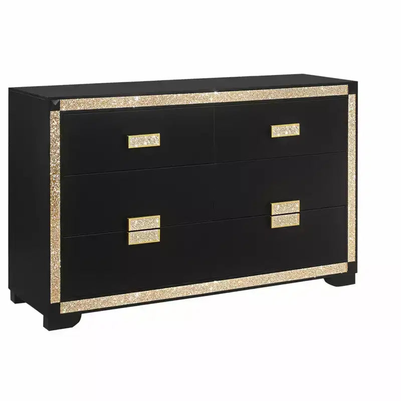 Commode horizontale en panneaux de particules de 20,25 po H avec 4 tiroirs noirs