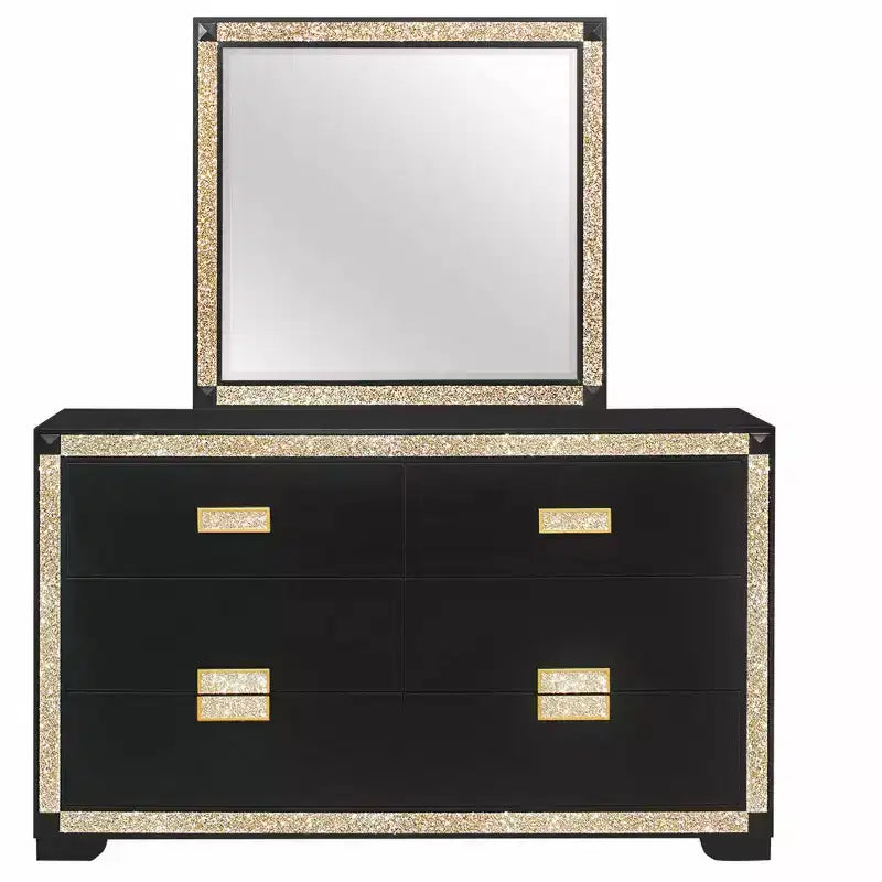Commode horizontale en panneaux de particules de 20,25 po H avec 4 tiroirs noirs