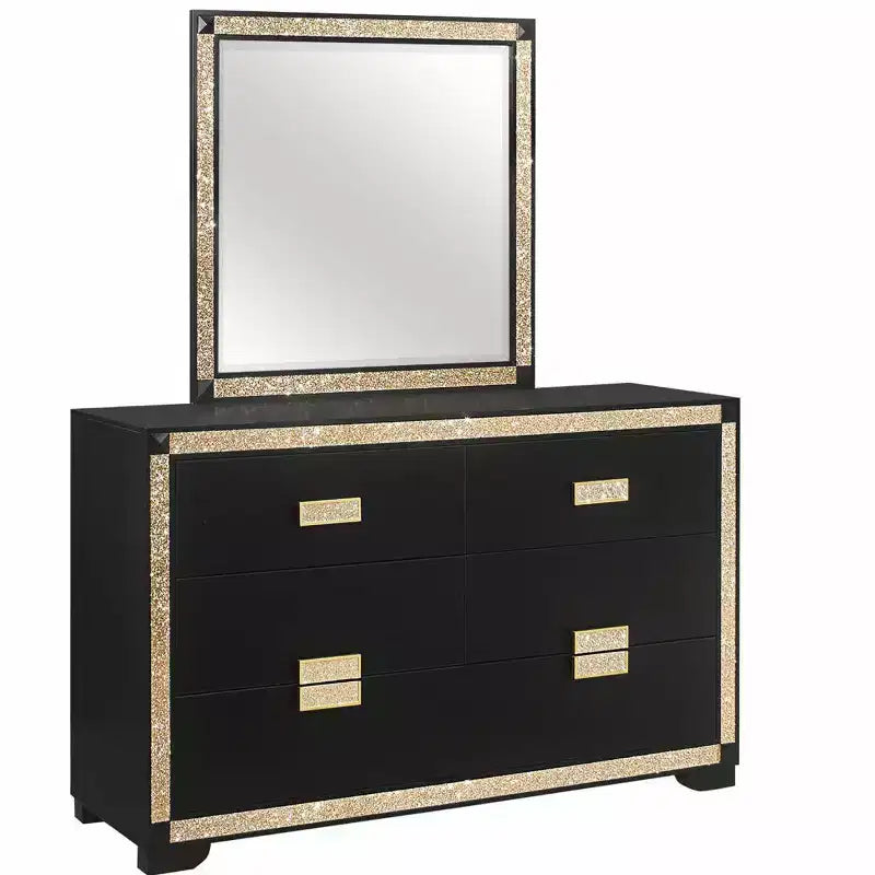 Commode horizontale en panneaux de particules de 20,25 po H avec 4 tiroirs noirs