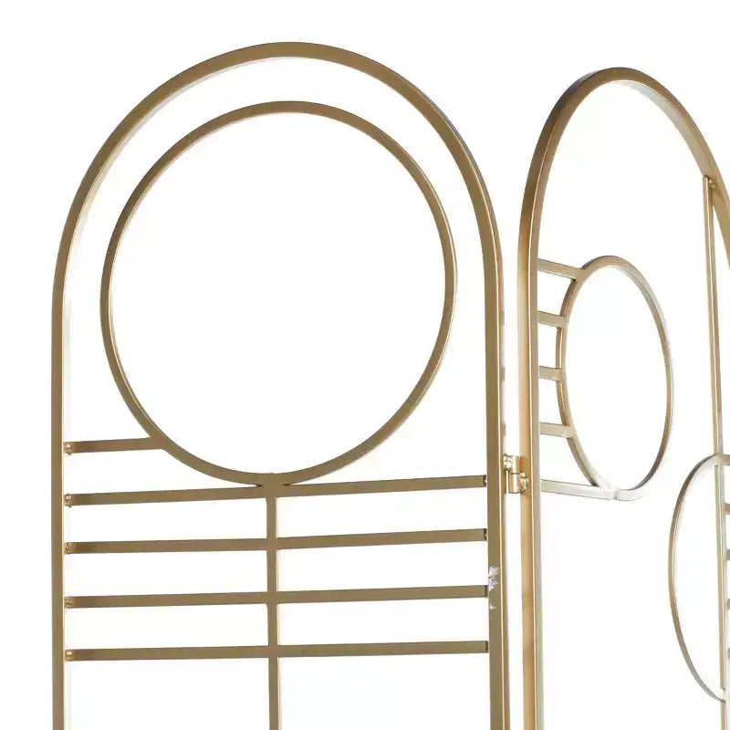 Paravent moderne en métal doré – Cadre en fer, pas d'assemblage, design à 3 panneaux
