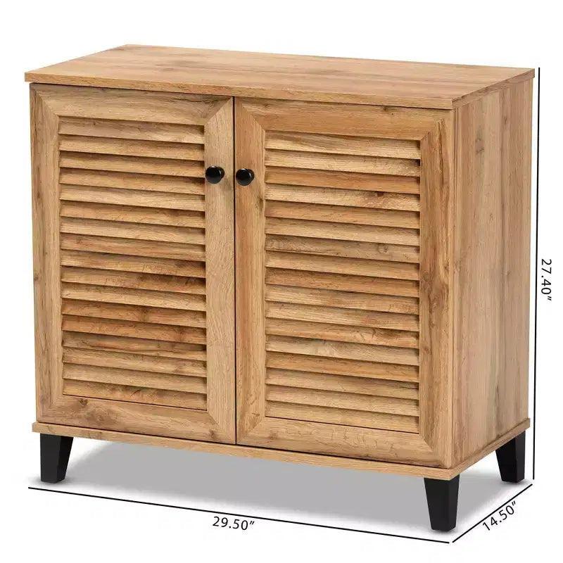 Meuble de Rangement en Bois à 2 Portes Chêne Brun - Style Nautique, 4 Étagères Fixes, Cadre en Bois