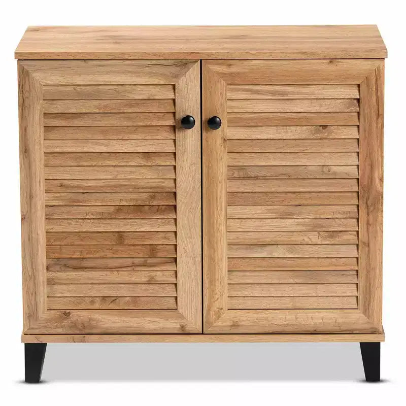 Meuble de Rangement en Bois à 2 Portes Chêne Brun - Style Nautique, 4 Étagères Fixes, Cadre en Bois