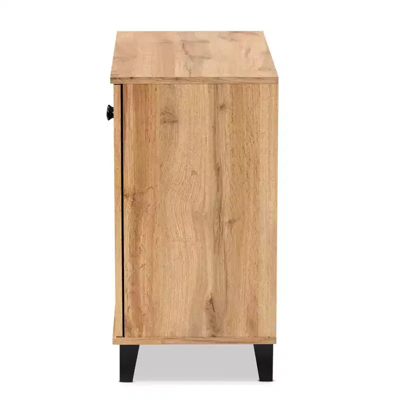 Meuble de Rangement en Bois à 2 Portes Chêne Brun - Style Nautique, 4 Étagères Fixes, Cadre en Bois
