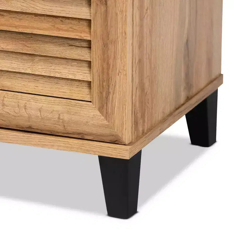 Meuble de Rangement en Bois à 2 Portes Chêne Brun - Style Nautique, 4 Étagères Fixes, Cadre en Bois