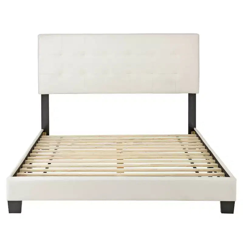 Lit plateforme en similicuir blanc Queen
