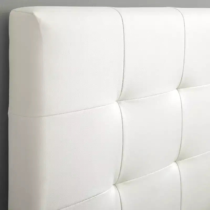 Lit plateforme en similicuir blanc Queen