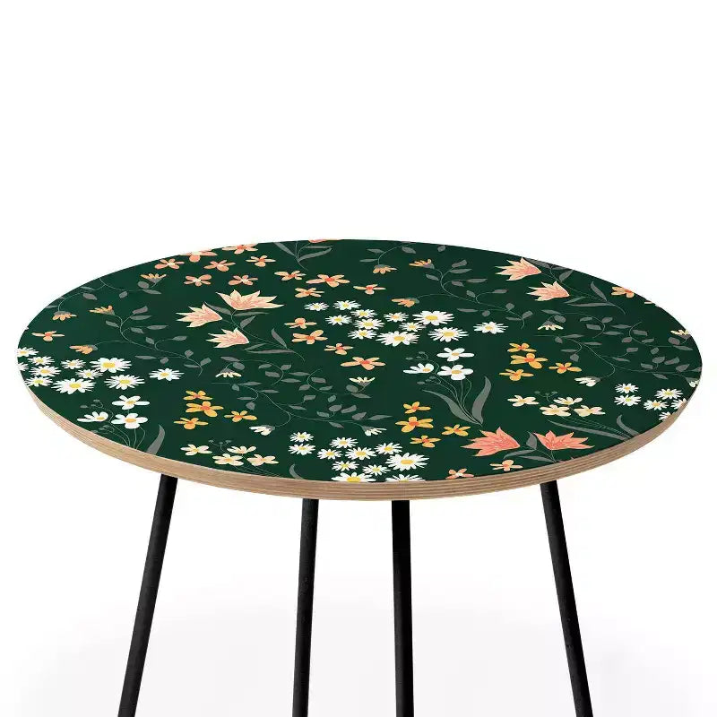 Table d'appoint ronde motif Fleurs de pré