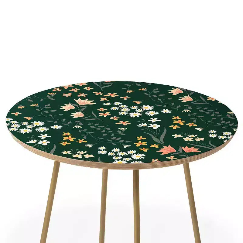 Table d'appoint ronde motif Fleurs de pré