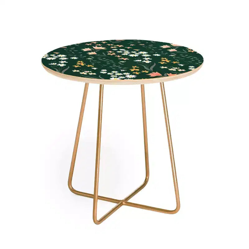 Table d'appoint ronde motif Fleurs de pré