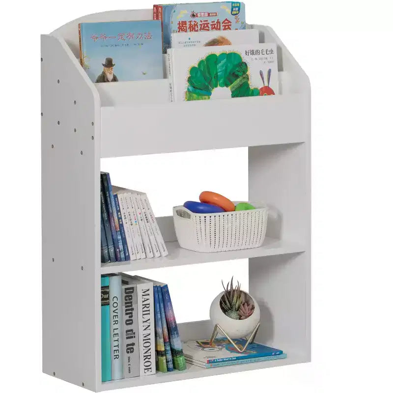 Bibliothèque moderne en bois avec étagère, salle de jeux, chambre, salon et bureau