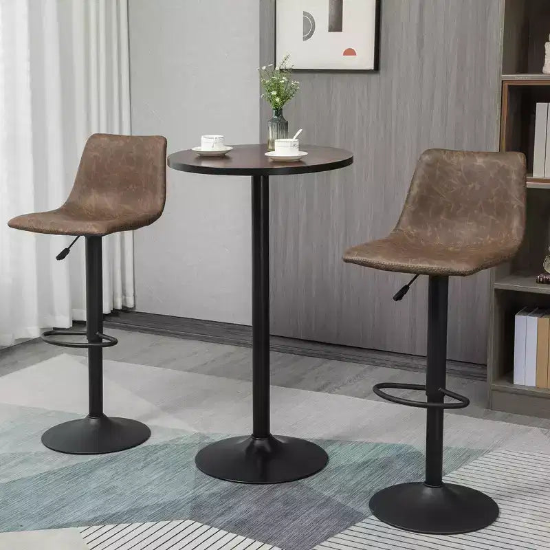Table de bar industrielle rustique 41H avec plateau en bois d'orme et piètement en métal