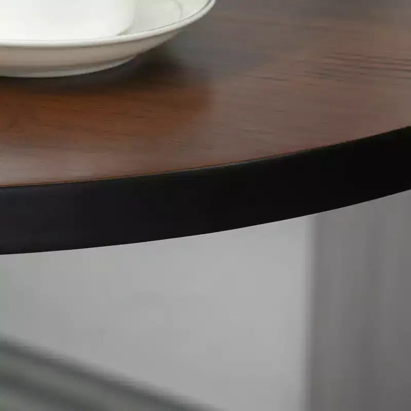 Table de bar industrielle rustique 41H avec plateau en bois d'orme et piètement en métal