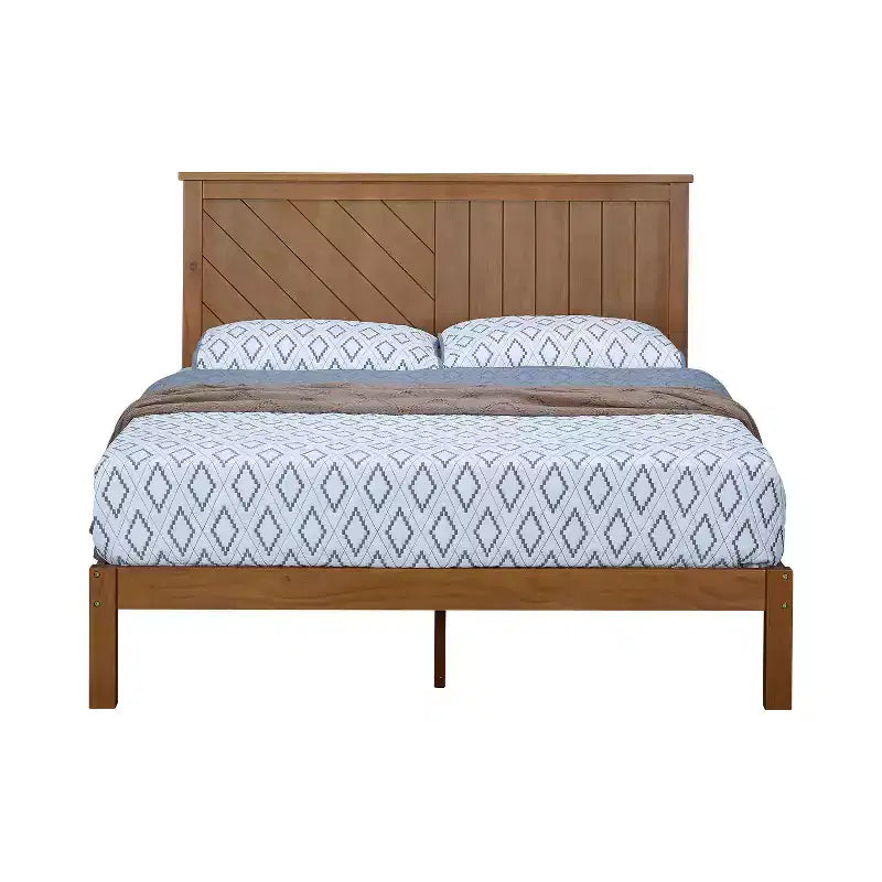 Cadre de lit plateforme en bois massif de 30 cm avec lattes en bois, grand lit