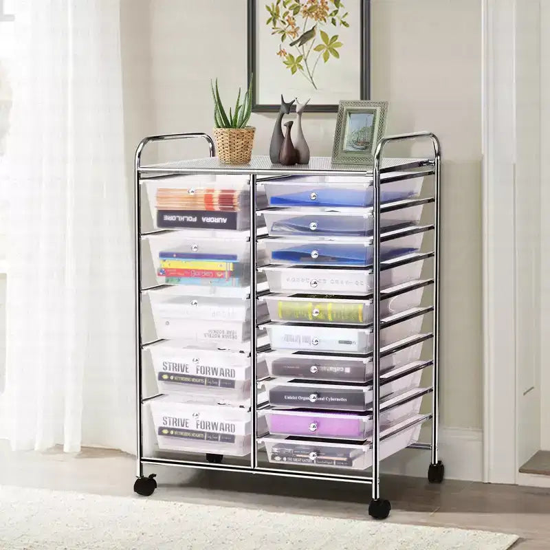Chariot de rangement roulant à 15 tiroirs pour l'art et les loisirs créatifs | Outils, Scrapbooking et Organiseur de bureau