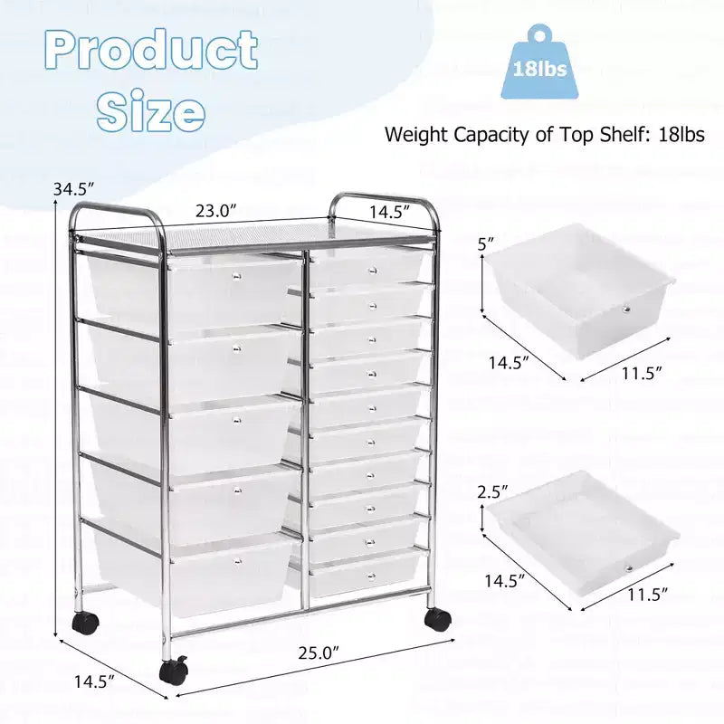 Chariot de rangement roulant à 15 tiroirs pour l'art et les loisirs créatifs | Outils, Scrapbooking et Organiseur de bureau