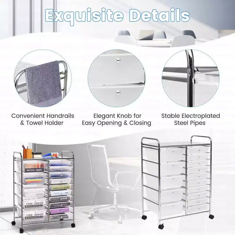 Chariot de rangement roulant à 15 tiroirs pour l'art et les loisirs créatifs | Outils, Scrapbooking et Organiseur de bureau