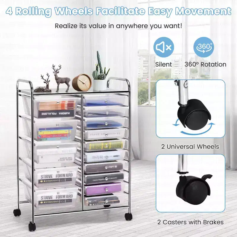 Chariot de rangement roulant à 15 tiroirs pour l'art et les loisirs créatifs | Outils, Scrapbooking et Organiseur de bureau