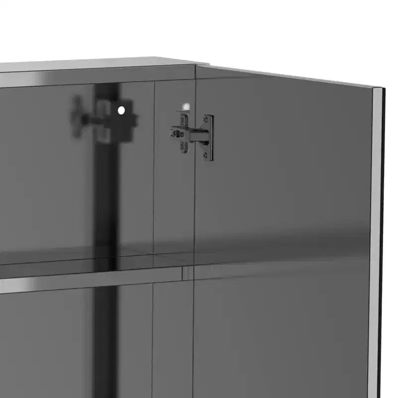 Armoire de toilette avec miroir, 24x26 pouces, en acier inoxydable, meuble de rangement mural avec portes doubles, argenté