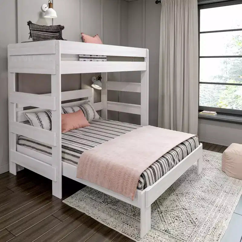 Lit superposé moderne en bois massif style ferme, lit superposé en L double au-dessus de la reine pour enfants