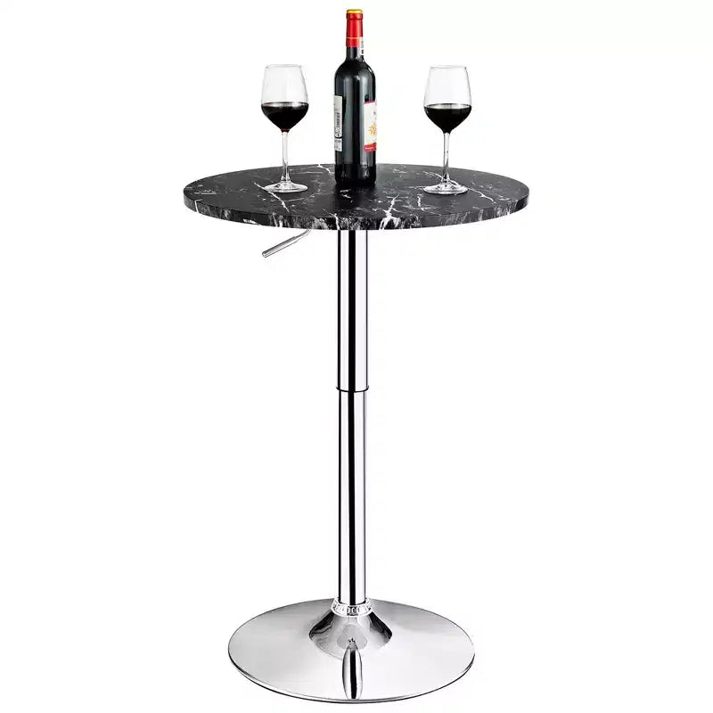 Table de bar bistro ronde réglable en hauteur pivotante à 360 degrés noire