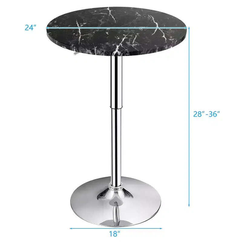 Table de bar bistro ronde réglable en hauteur pivotante à 360 degrés noire