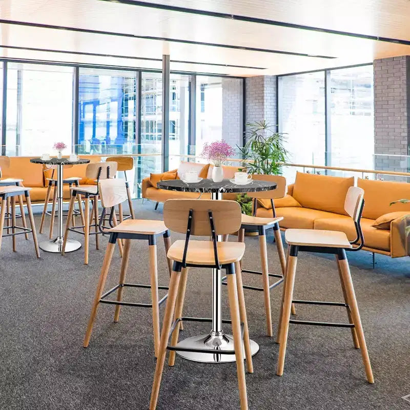 Table de bar bistro ronde réglable en hauteur pivotante à 360 degrés noire