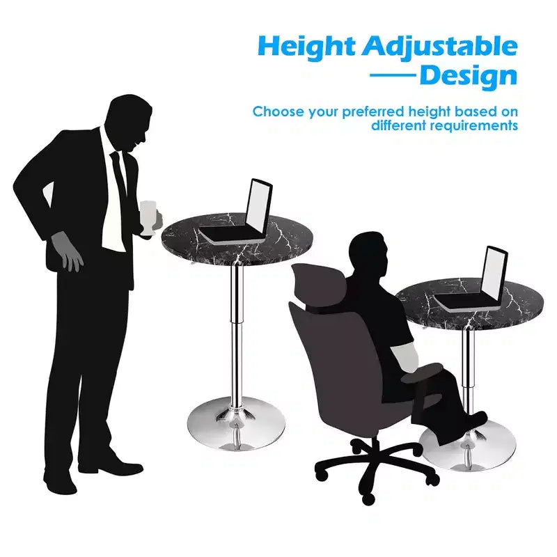 Table de bar bistro ronde réglable en hauteur pivotante à 360 degrés noire